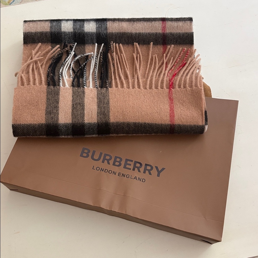 Burberry Cashmere Scarf made in Scotland (NWT)  74” includes shopping bag - Picture 7 of 8